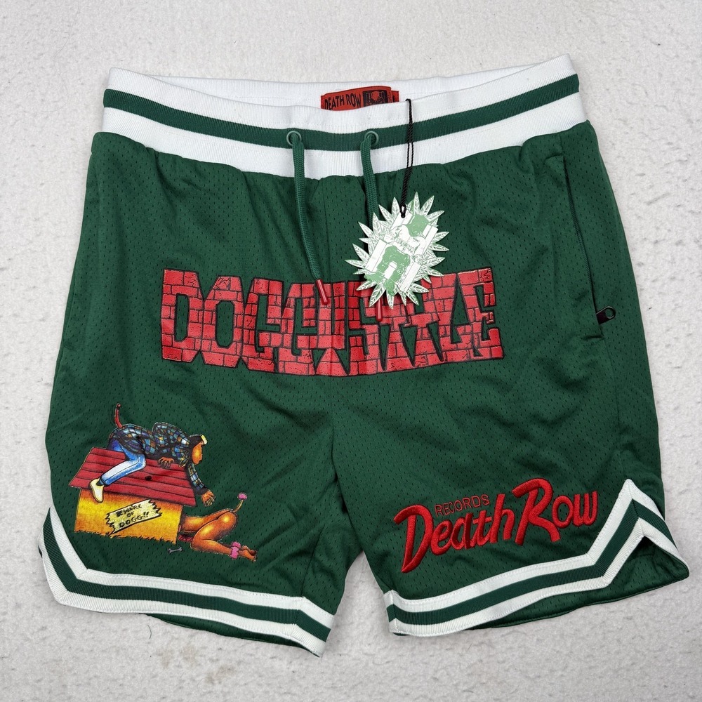 Death Row Records Shoe Palace Doggystyle Shorts Mens Medium Green‎ Athletic 7"
